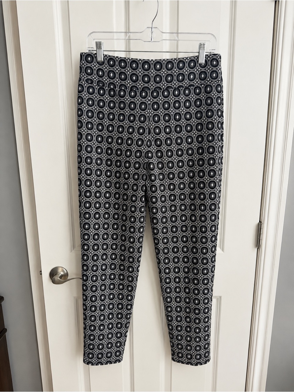 Zac & Rachel Black and White Circular-Print Stretch Pants